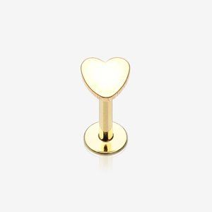 Golden Classic Heart Internally Threaded Steel Micro Labret